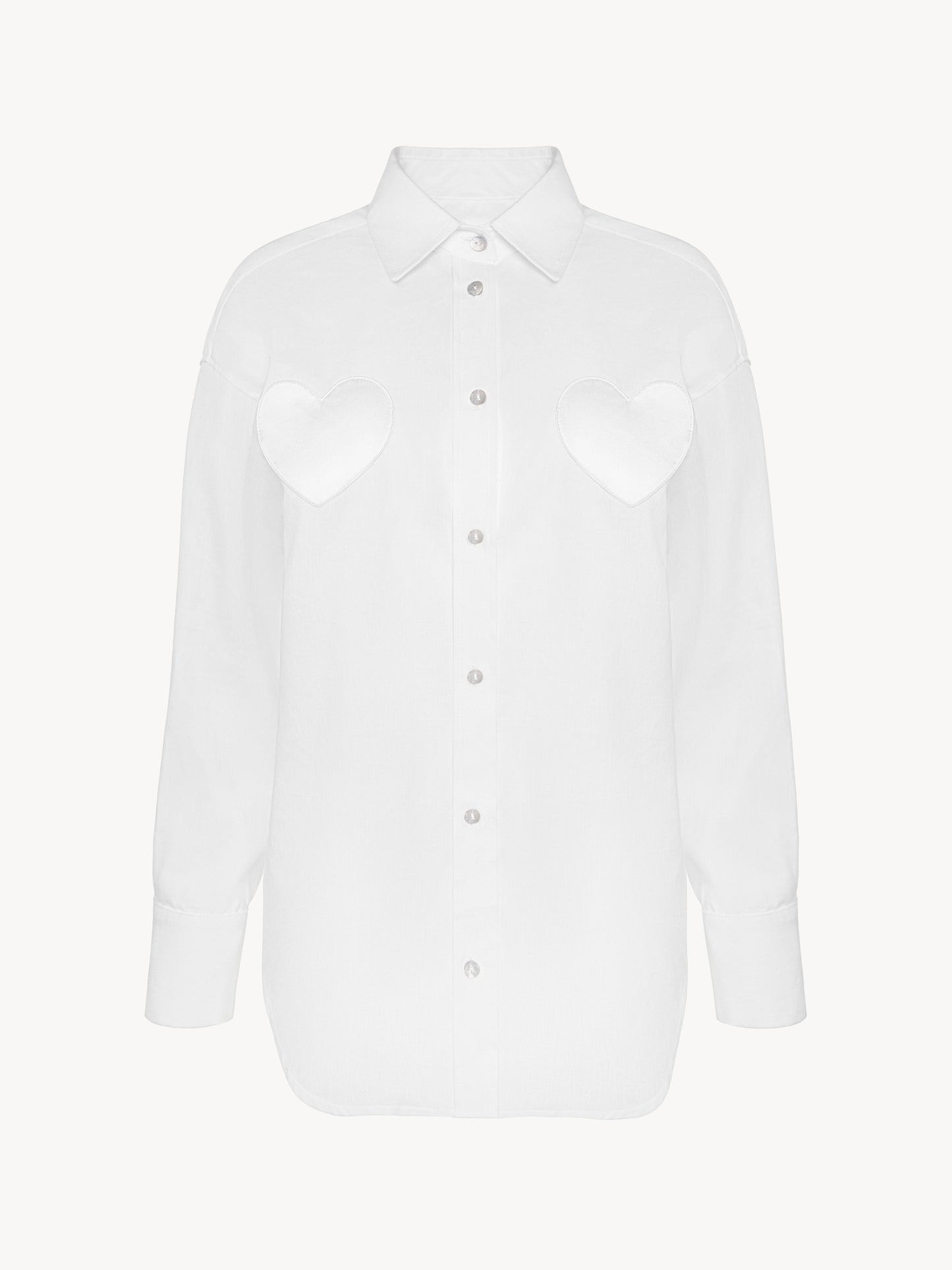Shirt with silk heart details from hemp