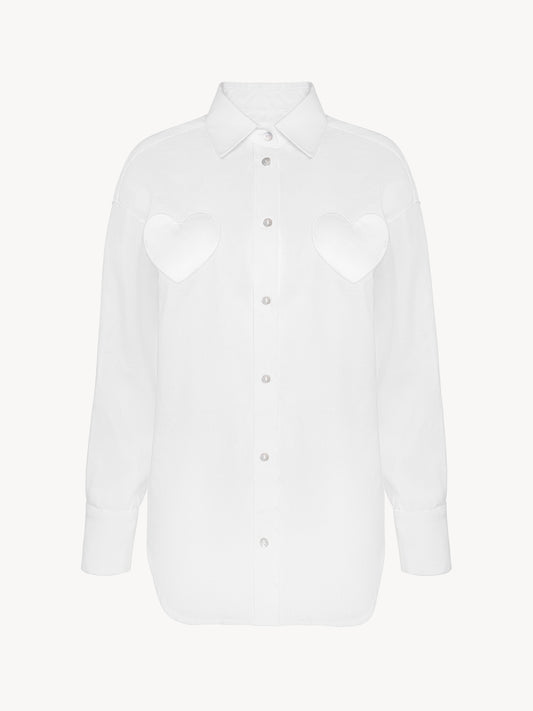 Shirt with silk heart details from hemp