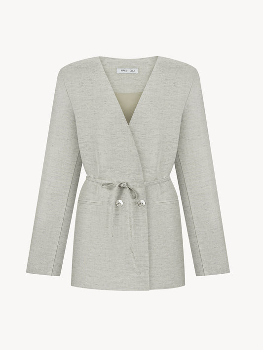 Hemp blazer with belt