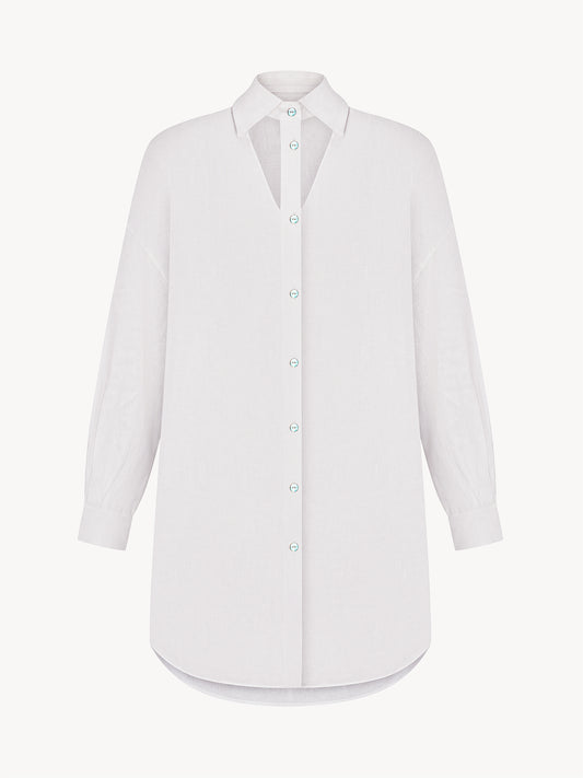 Shirt dress in white from linen