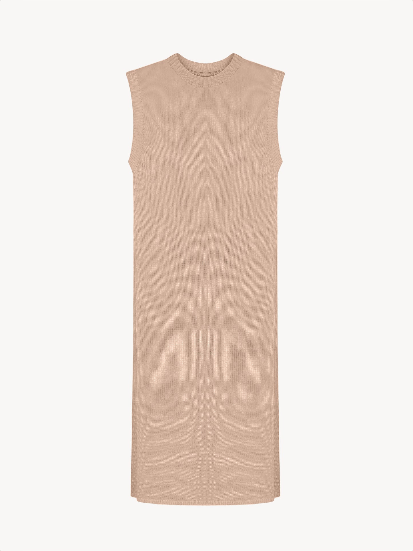 Knitted beige tunic in organic cotton