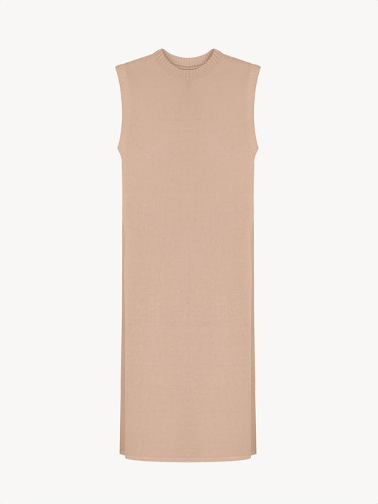 Organic cotton knitted tunic in beige
