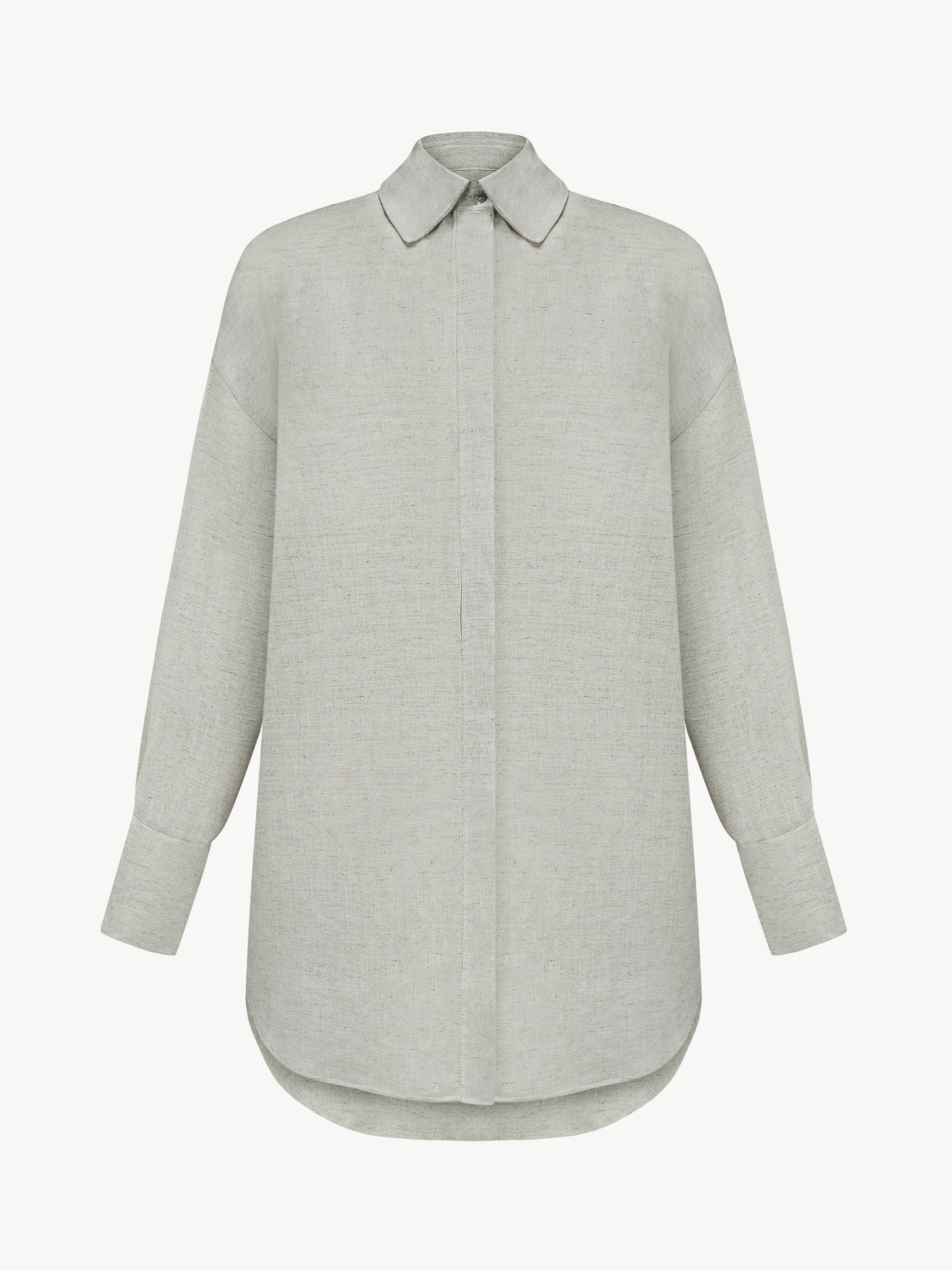 Hemp shirt with hidden slit in natural beige