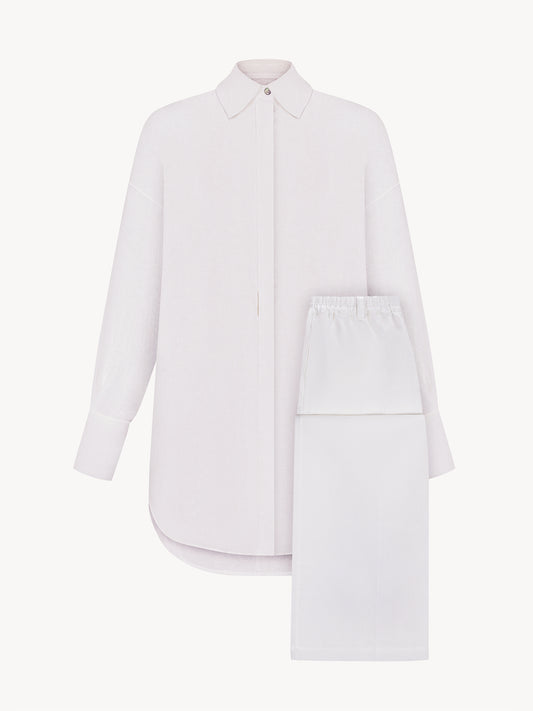 Linen suit with palazzo pants in white