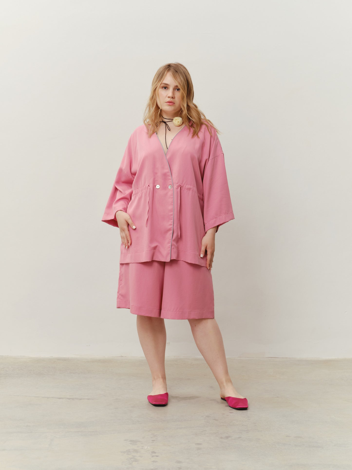 Kimono suit in pink with shorts from eucalyptus