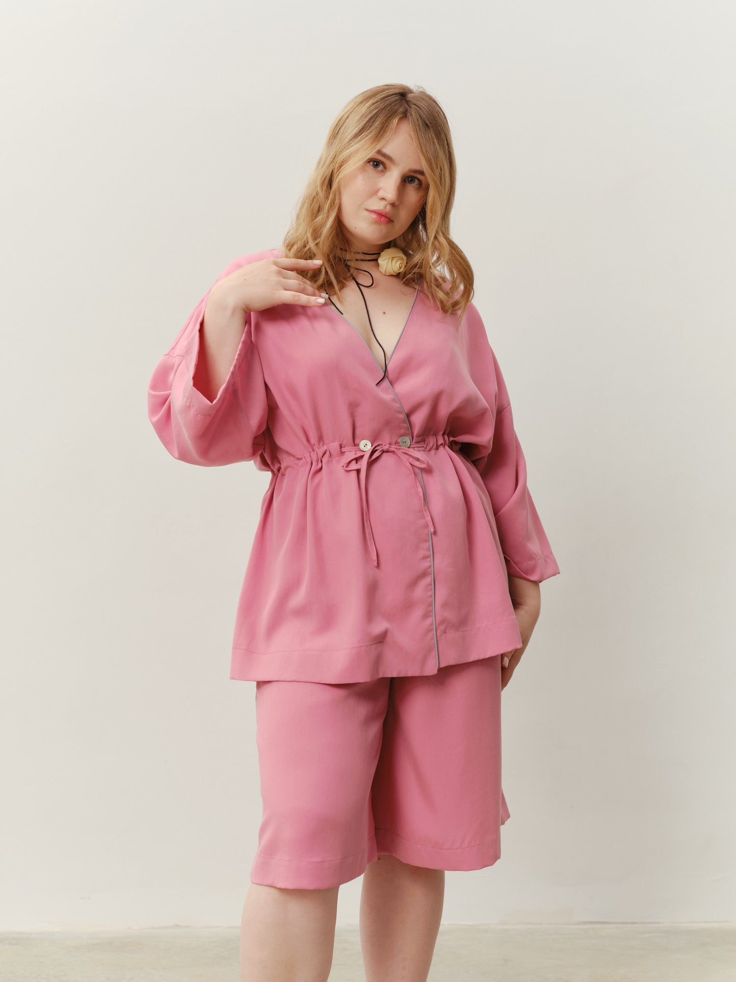 Kimono suit in pink with shorts from eucalyptus