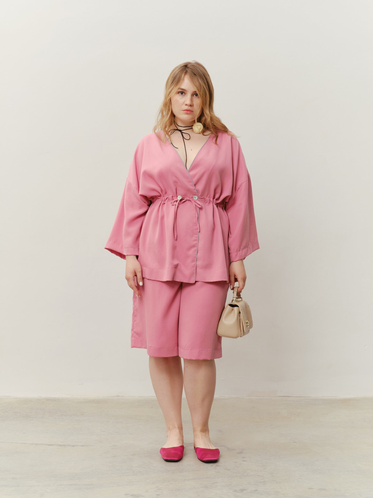 Kimono suit in pink with shorts from eucalyptus