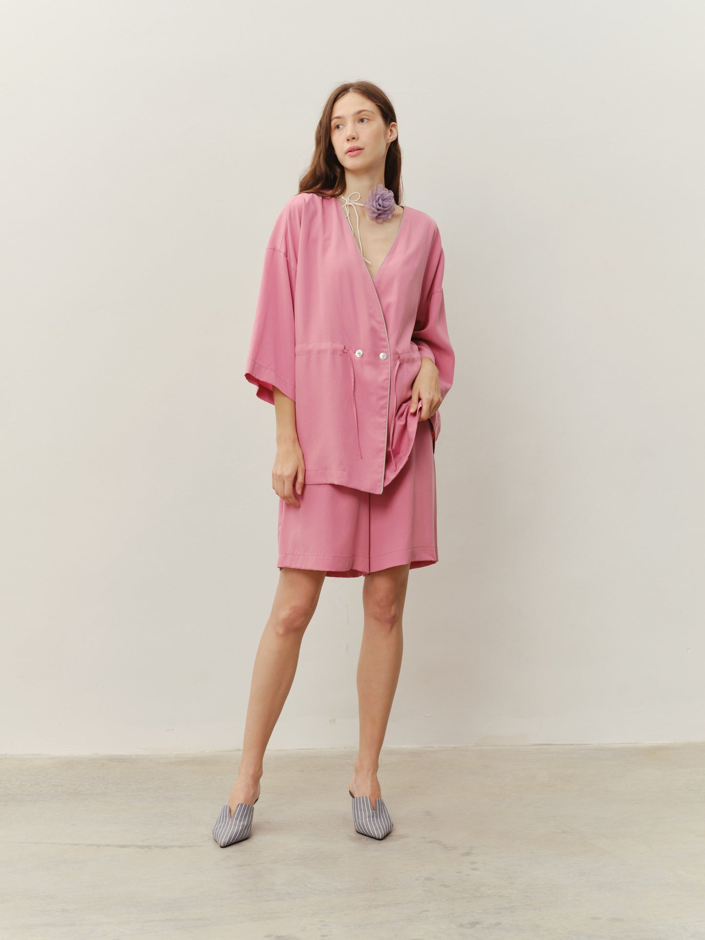 Kimono suit in pink with shorts from eucalyptus