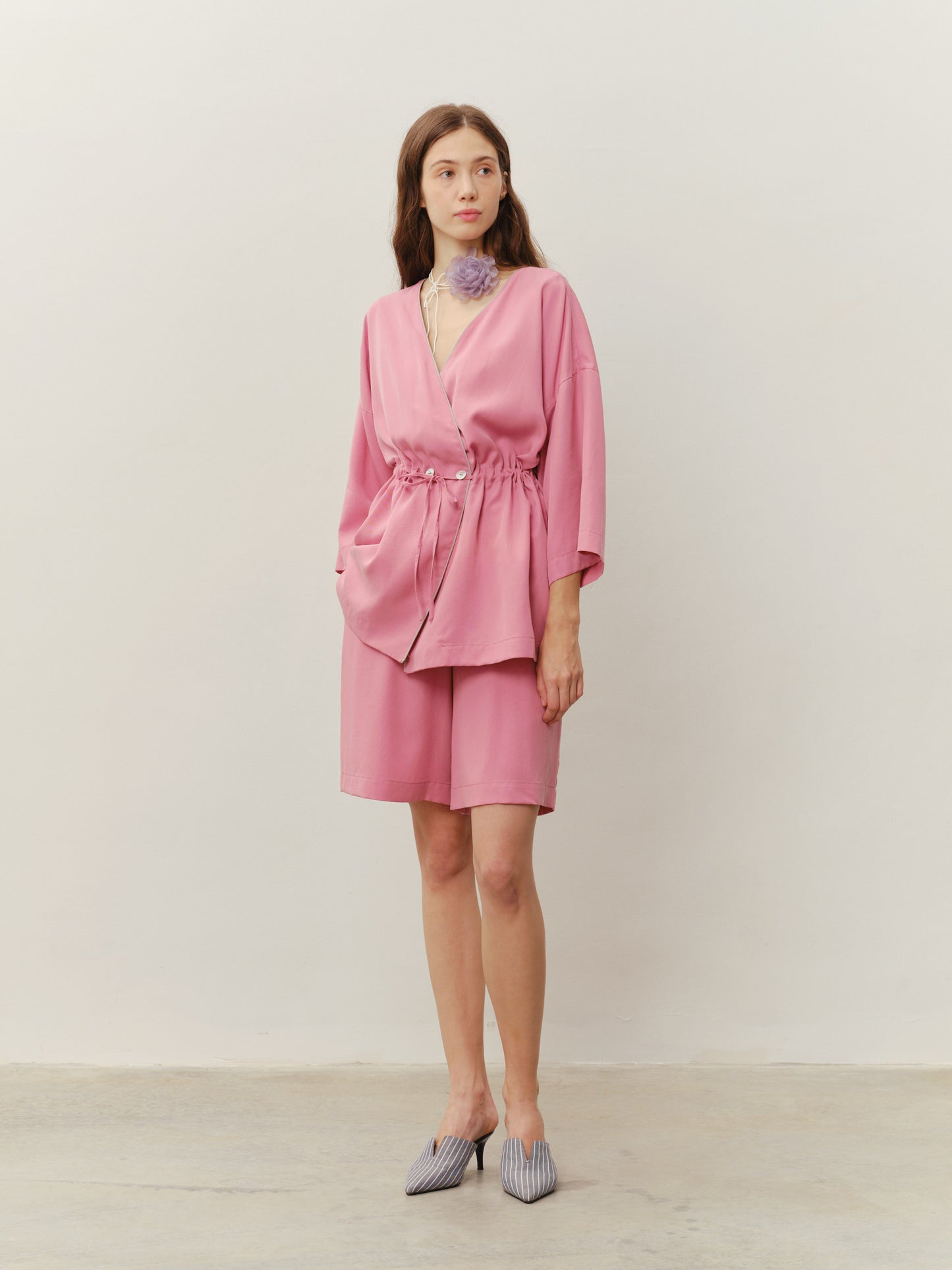 Kimono suit in pink with shorts from eucalyptus