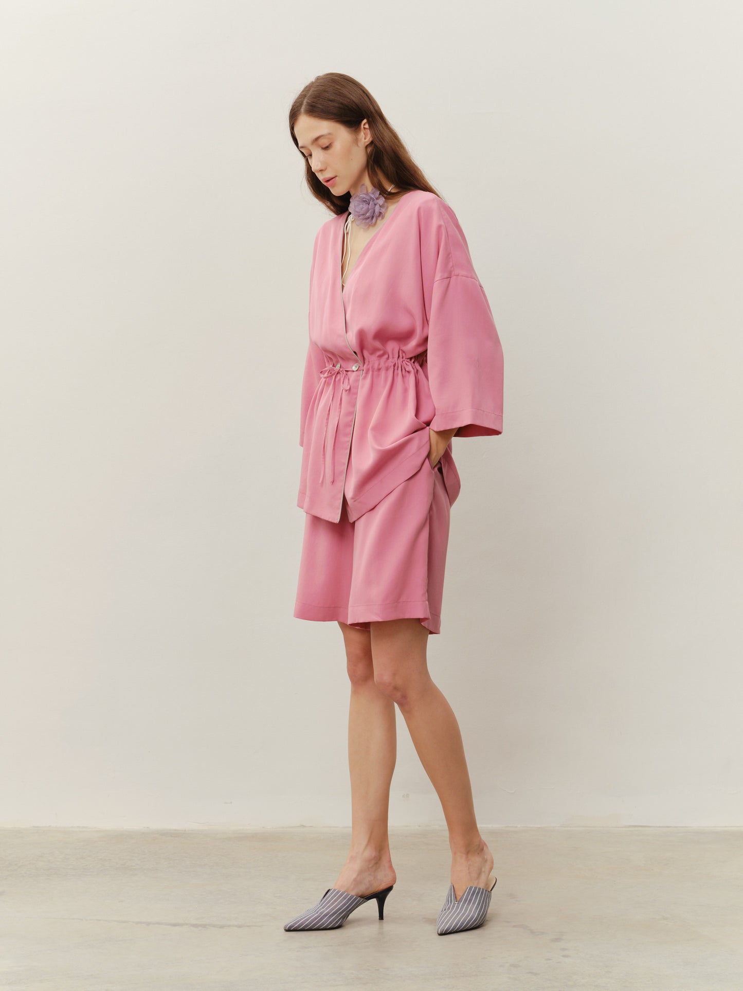 Kimono suit in pink with shorts from eucalyptus