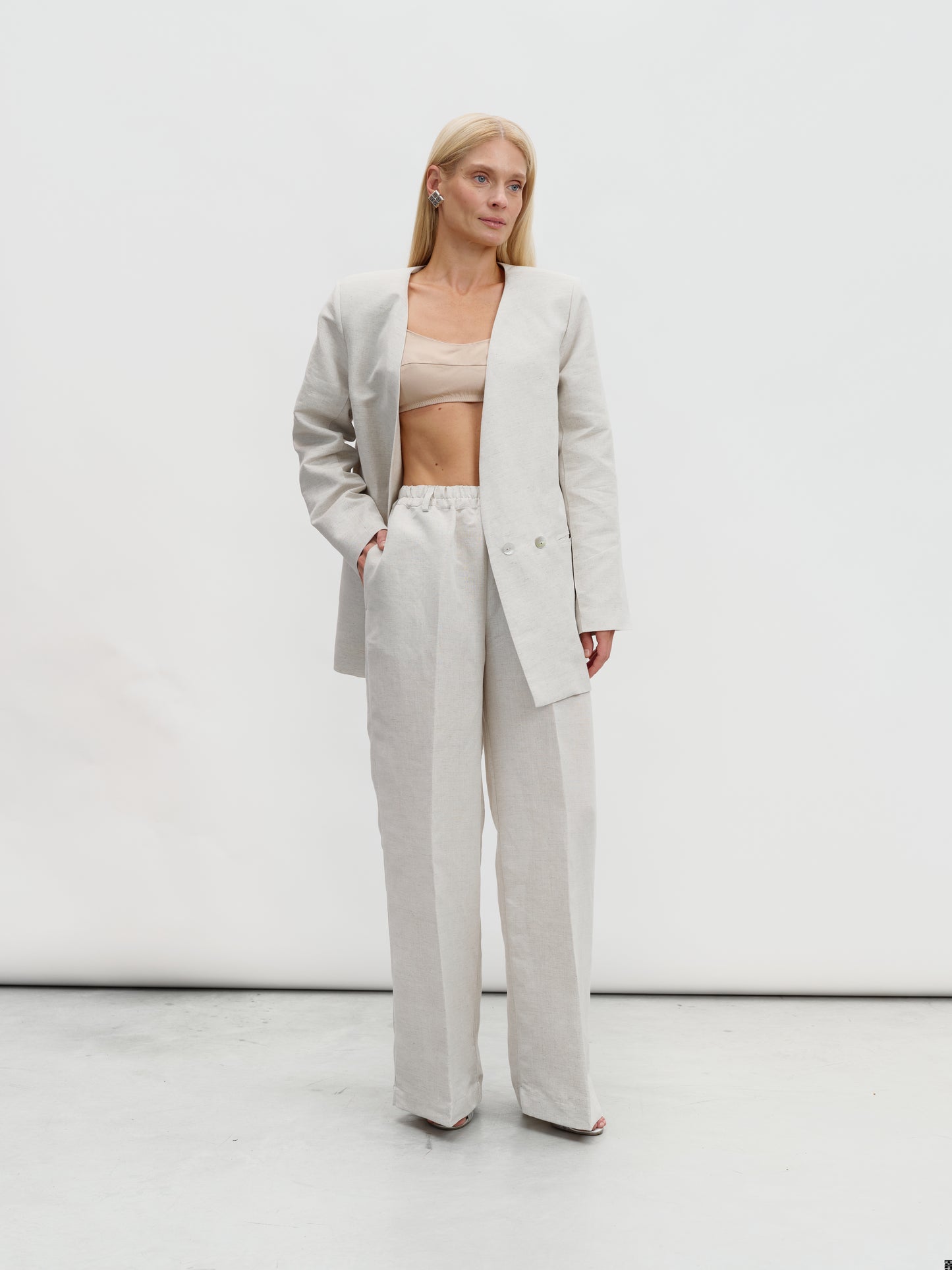 Palazzo pants in natural beige from hemp