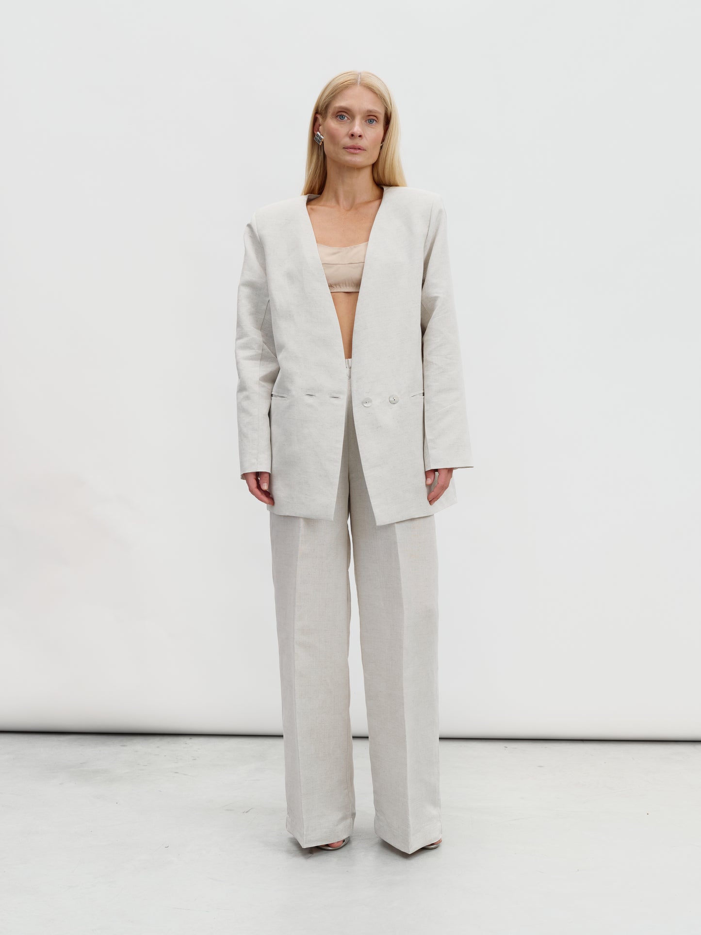 Palazzo pants in natural beige from hemp