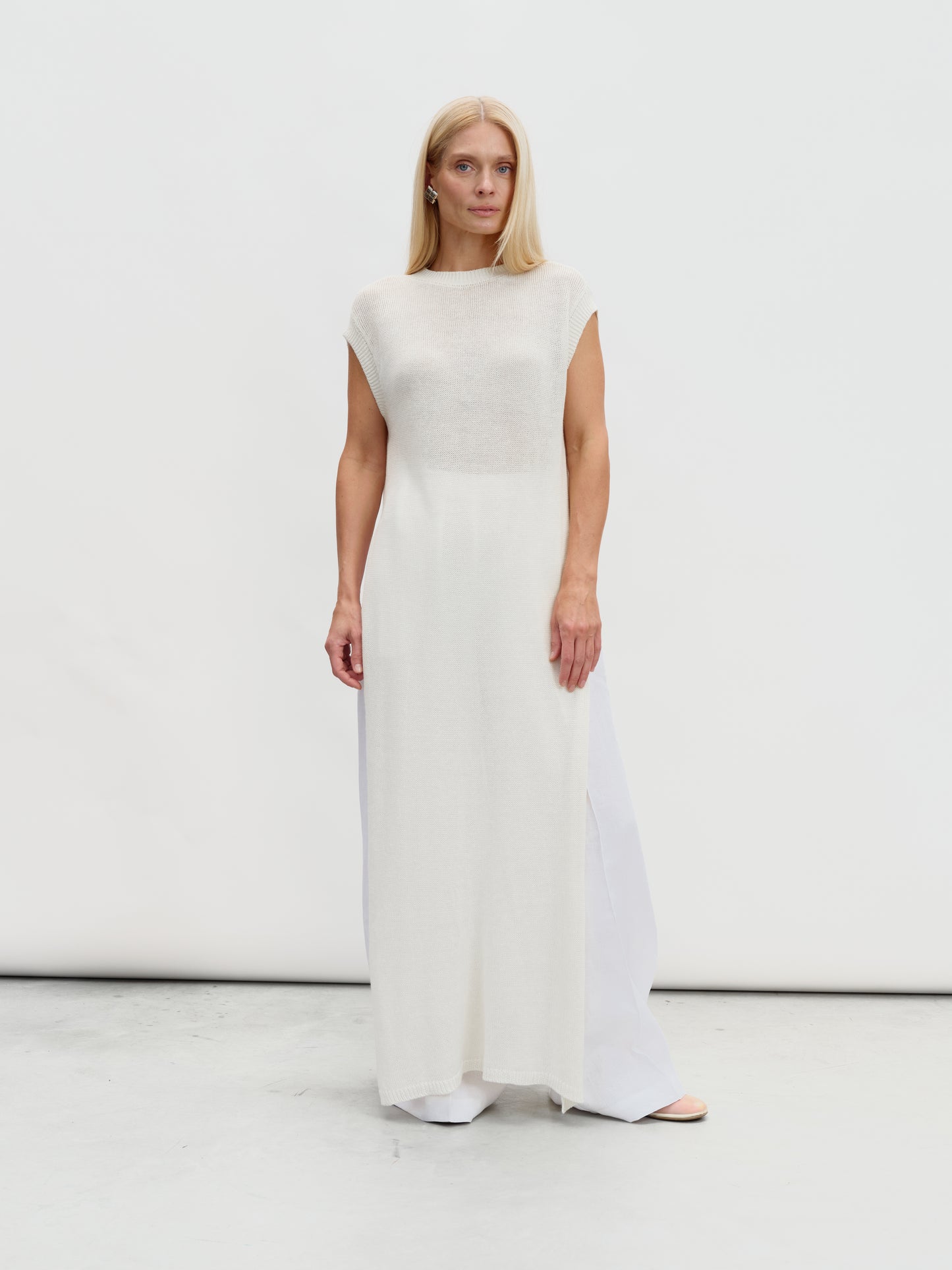 Organic cotton knitted tunic in white