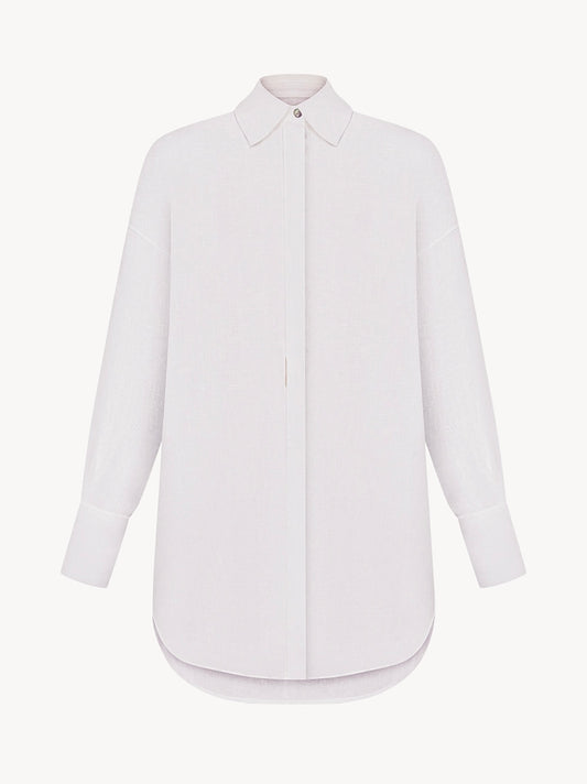 Linen shirt with an accent hidden slit