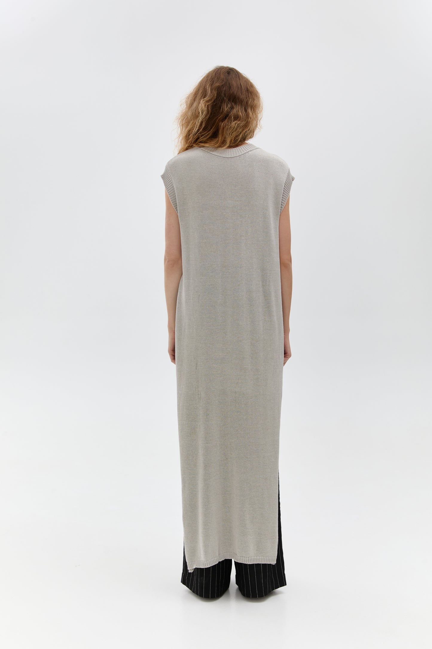 Organic cotton knitted tunic in grey