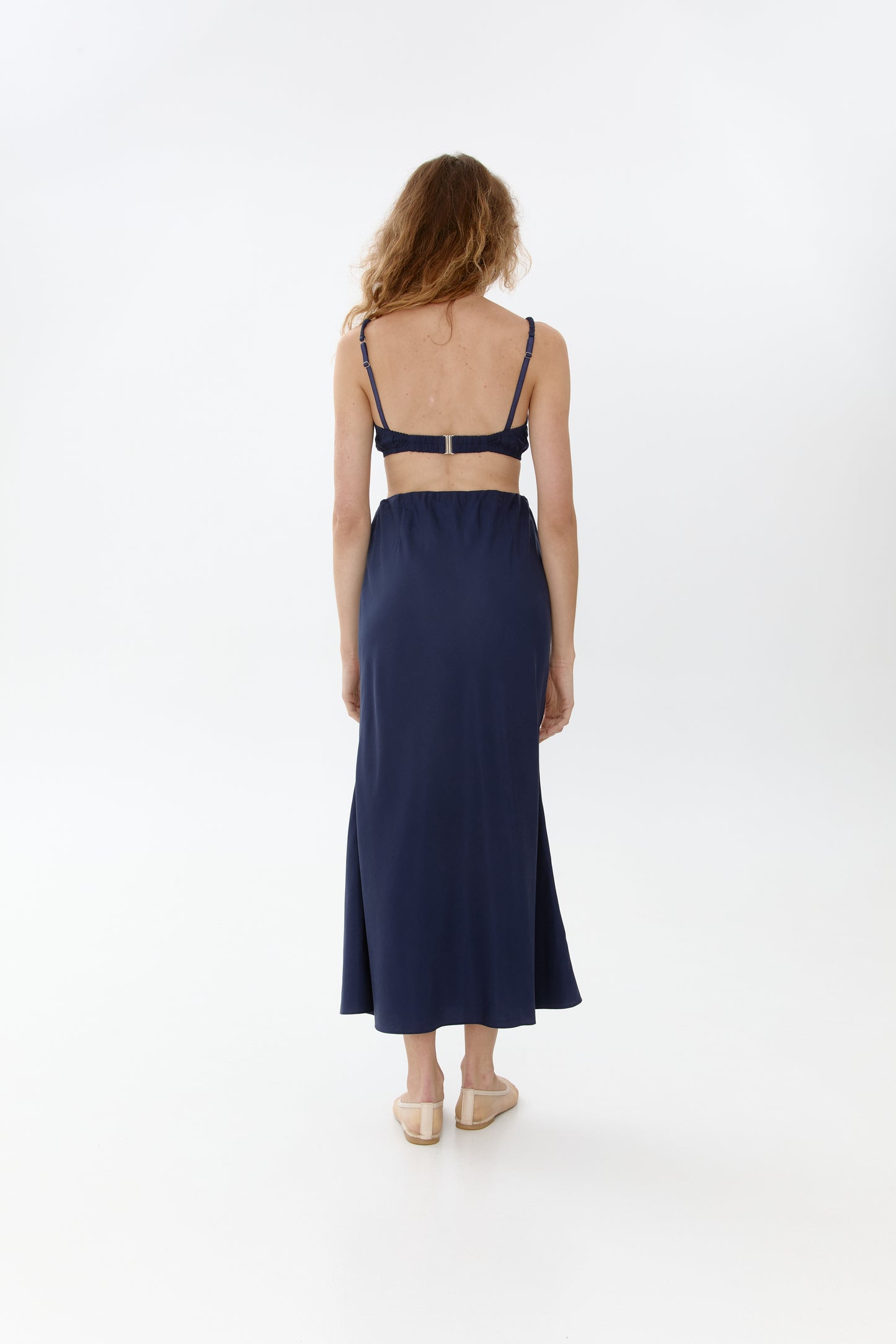 A navy blue eucalyptus skirt