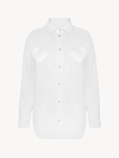 Hemp shirt with silk hearts 