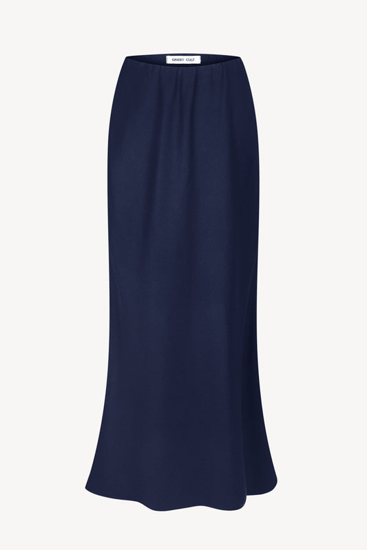 A navy blue eucalyptus skirt