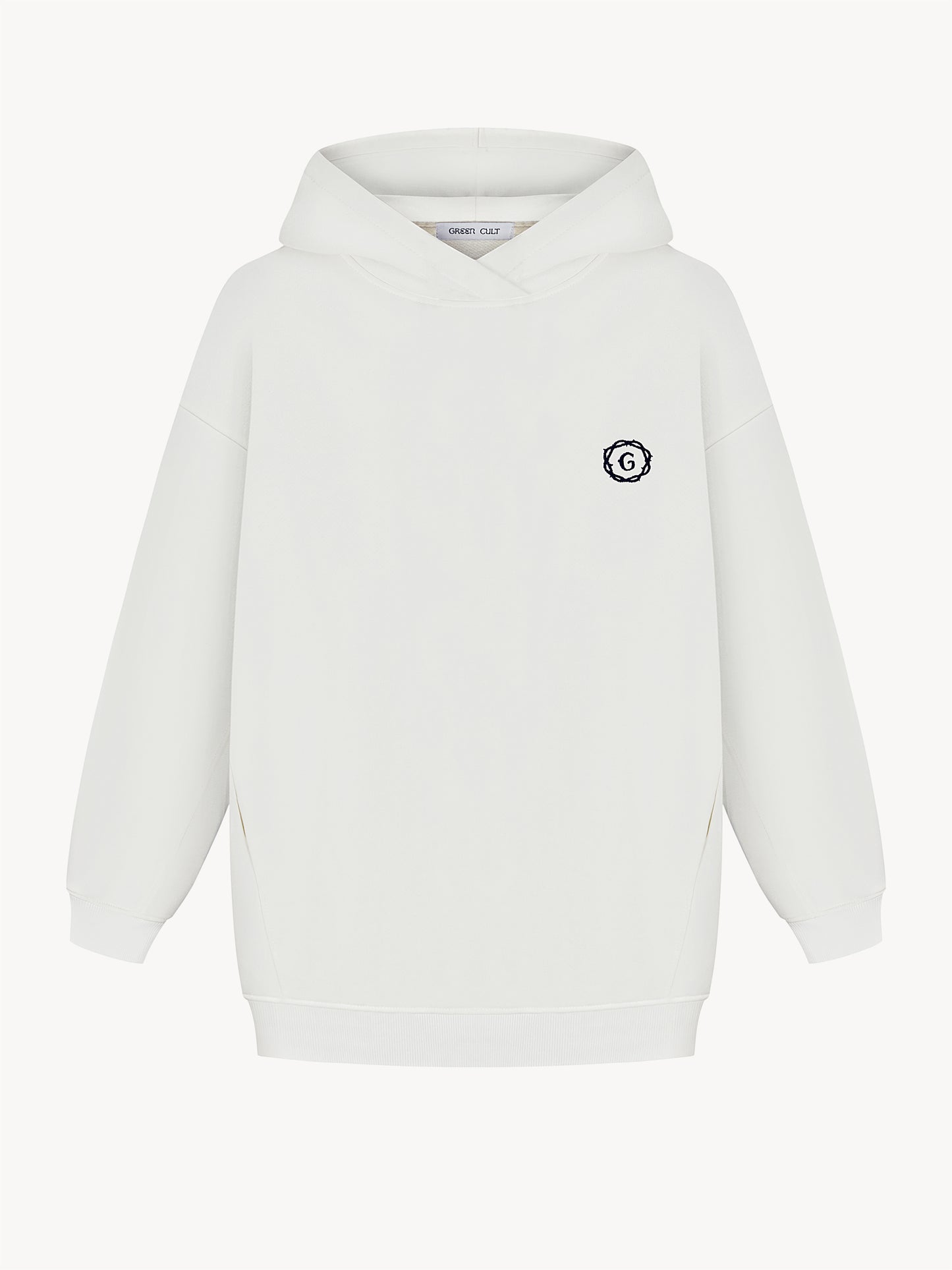 White hoodie made from organic cotton