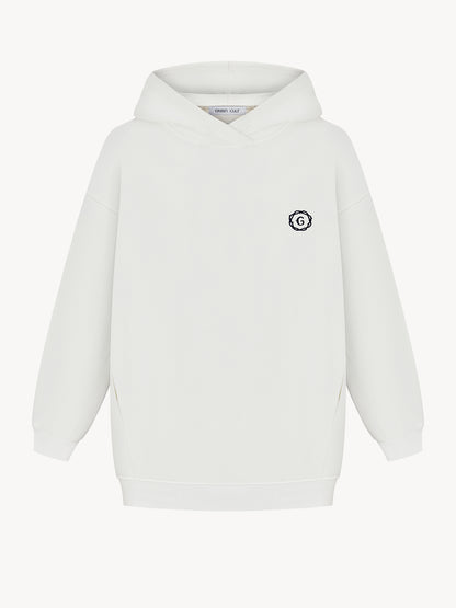 White hoodie made from organic cotton