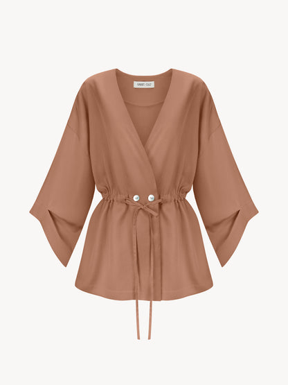 An eucalyptus kimono in a pink color