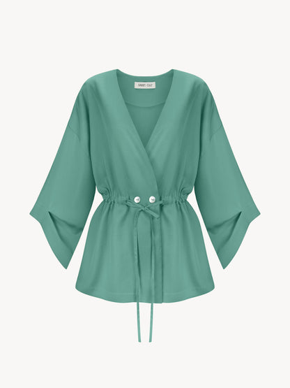 An eucalyptus kimono in a pink color