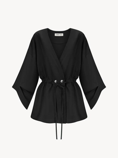 AYA EUCALYPTUS KIMONO IN BLACK
