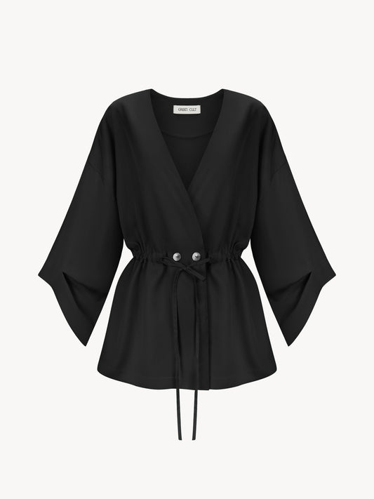 AYA EUCALYPTUS KIMONO IN BLACK