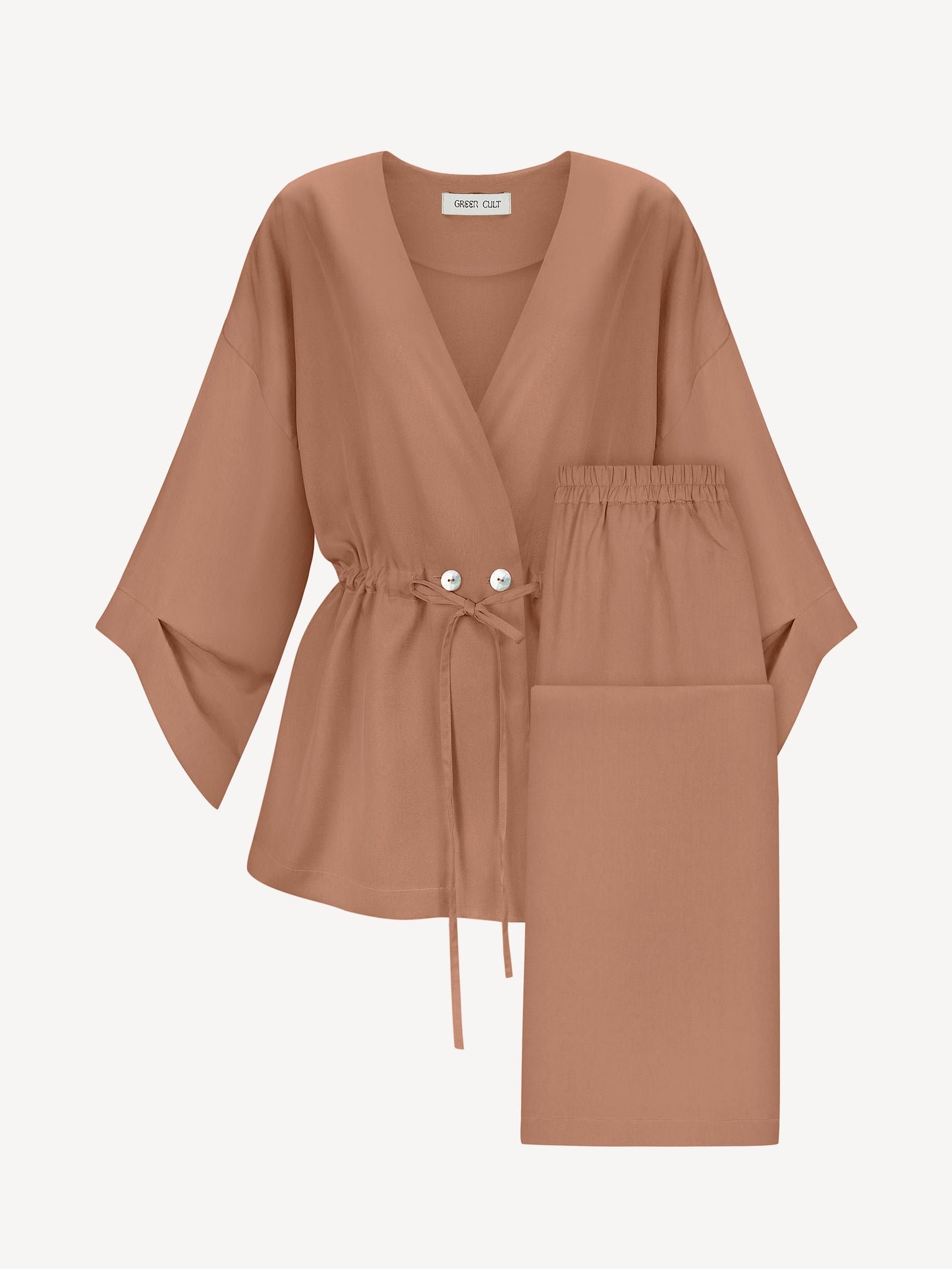 AYA EUCALYPTUS SET WITH PANTS IN TERRACOTA