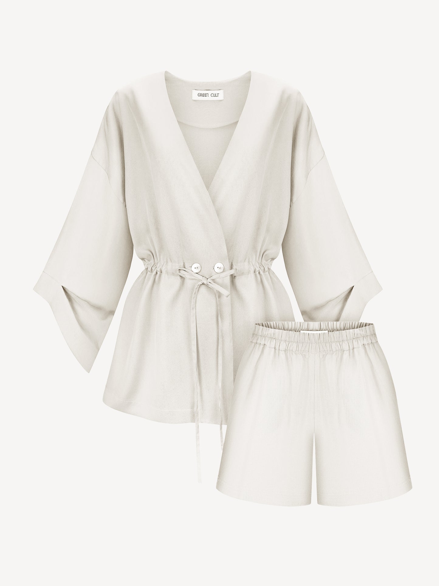 AYA EUCALYPTUS SET WITH SHORTS IN PALE CELERY