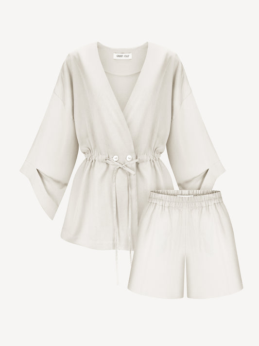 AYA EUCALYPTUS SET WITH SHORTS IN PALE CELERY