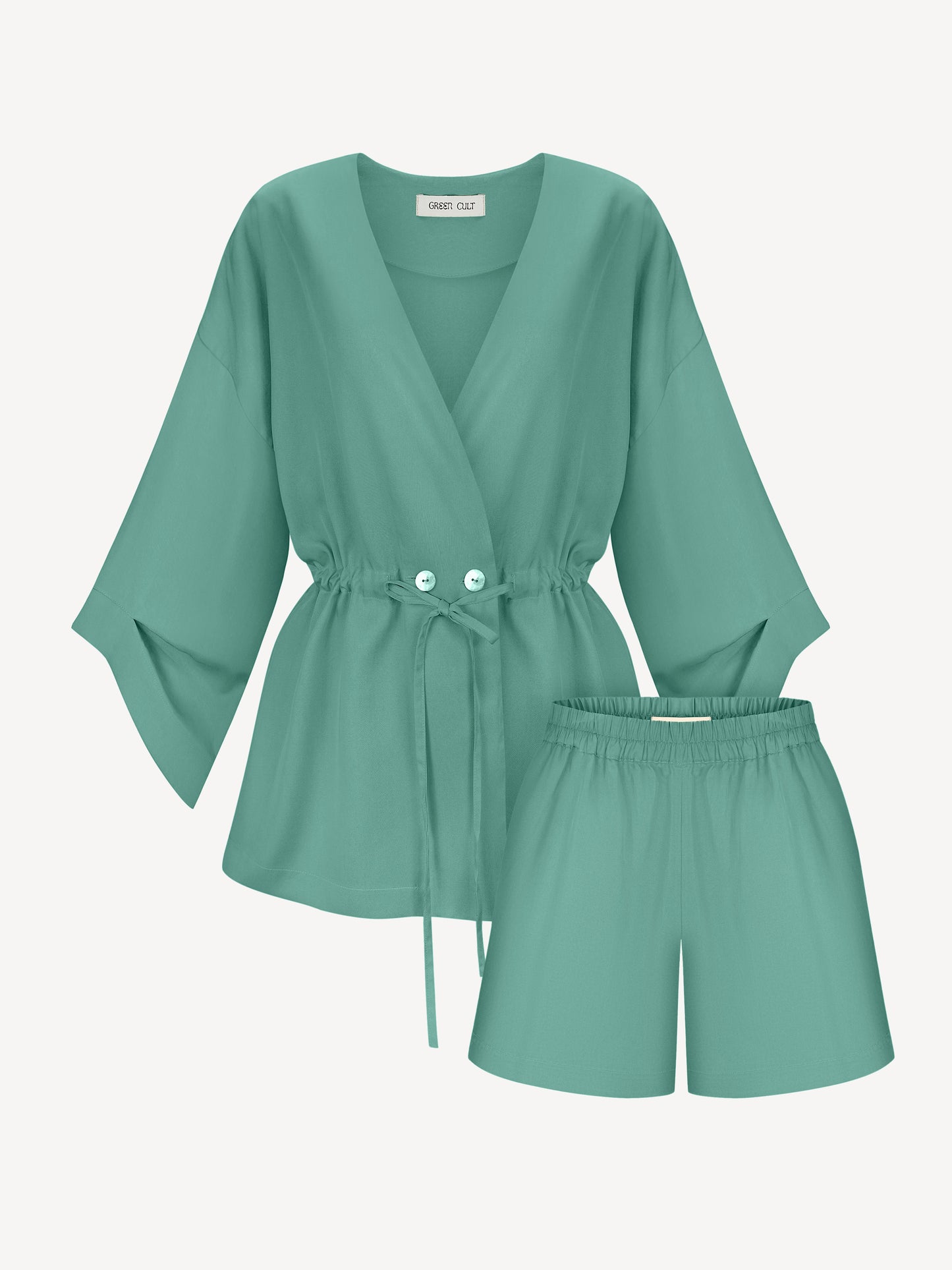 AYA EUCALYPTUS SET WITH SHORTS IN SEA WAVE