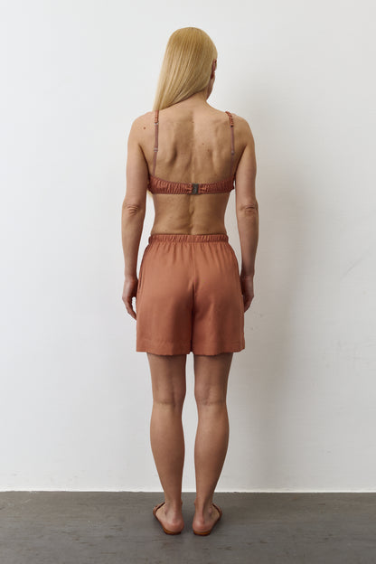 INES EUCALYPTUS SHORTS IN TERRACOTA