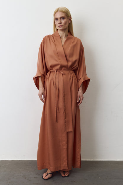 NOA EUCALYPTUS MAXI KIMONO IN TERRACOTA