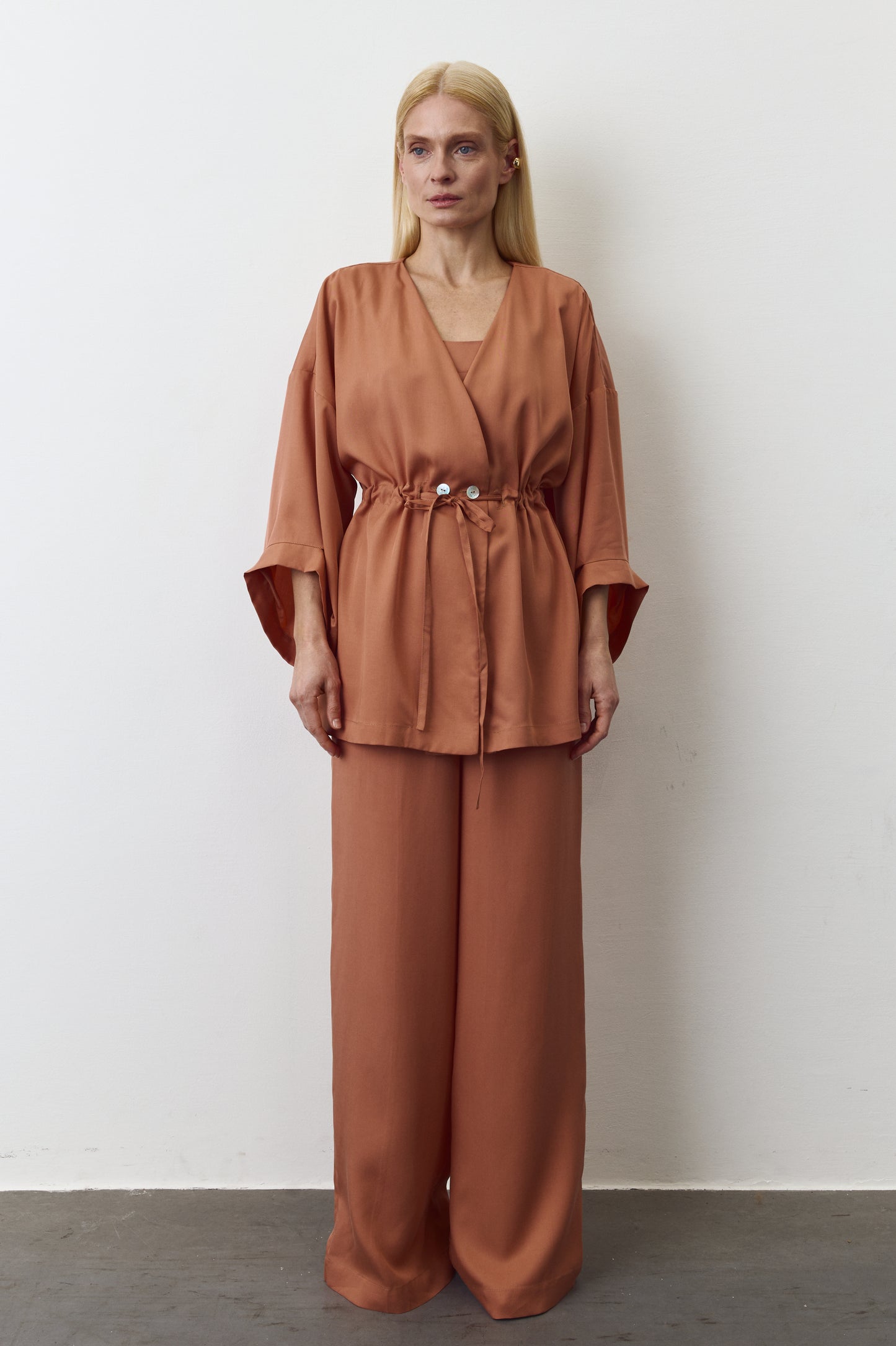AYA EUCALYPTUS SET WITH PANTS IN TERRACOTA