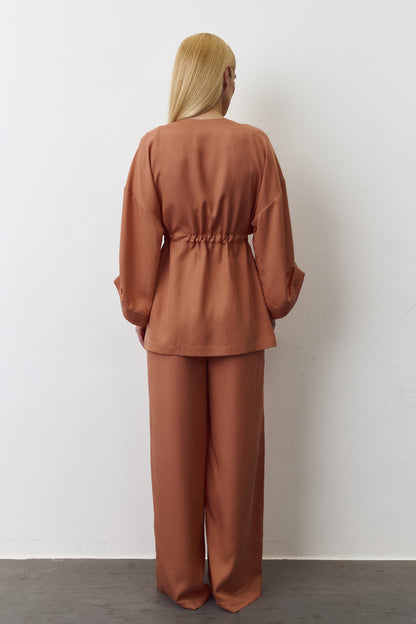 AYA EUCALYPTUS SET WITH PANTS IN TERRACOTA