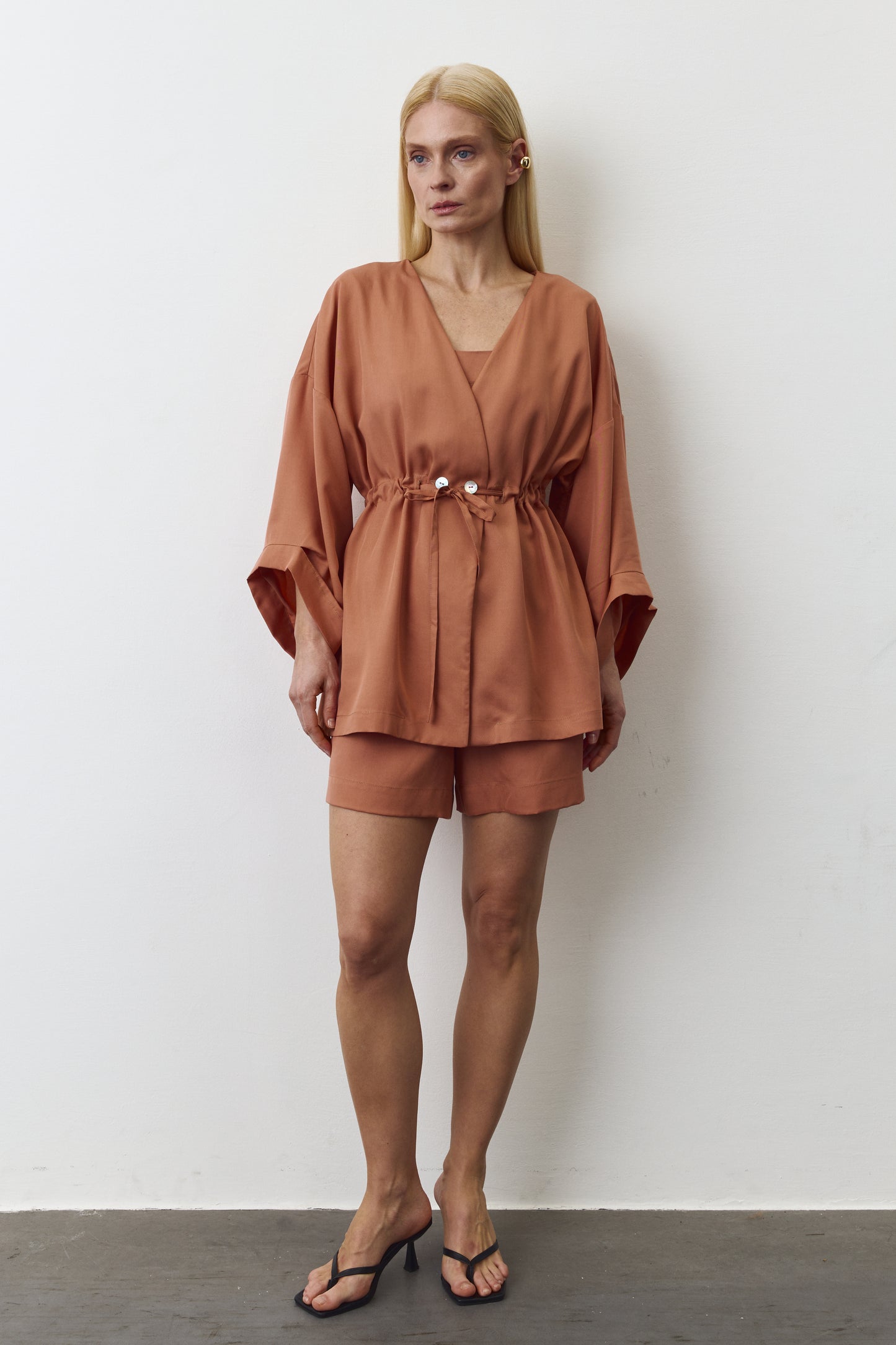 AYA EUCALYPTUS SET WITH SHORTS IN TERRACOTA