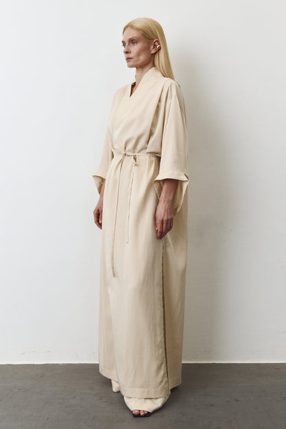 NOA EUCALYPTUS MAXI KIMONO IN PALE CELERY