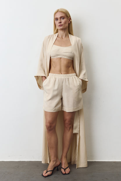 INES EUCALYPTUS SHORTS IN PALE CELERY