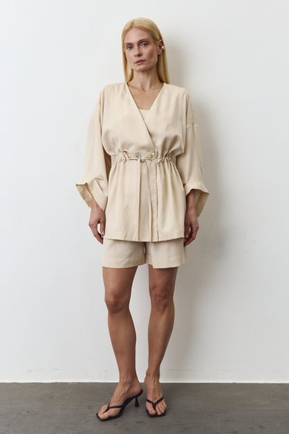 AYA EUCALYPTUS SET WITH SHORTS IN PALE CELERY