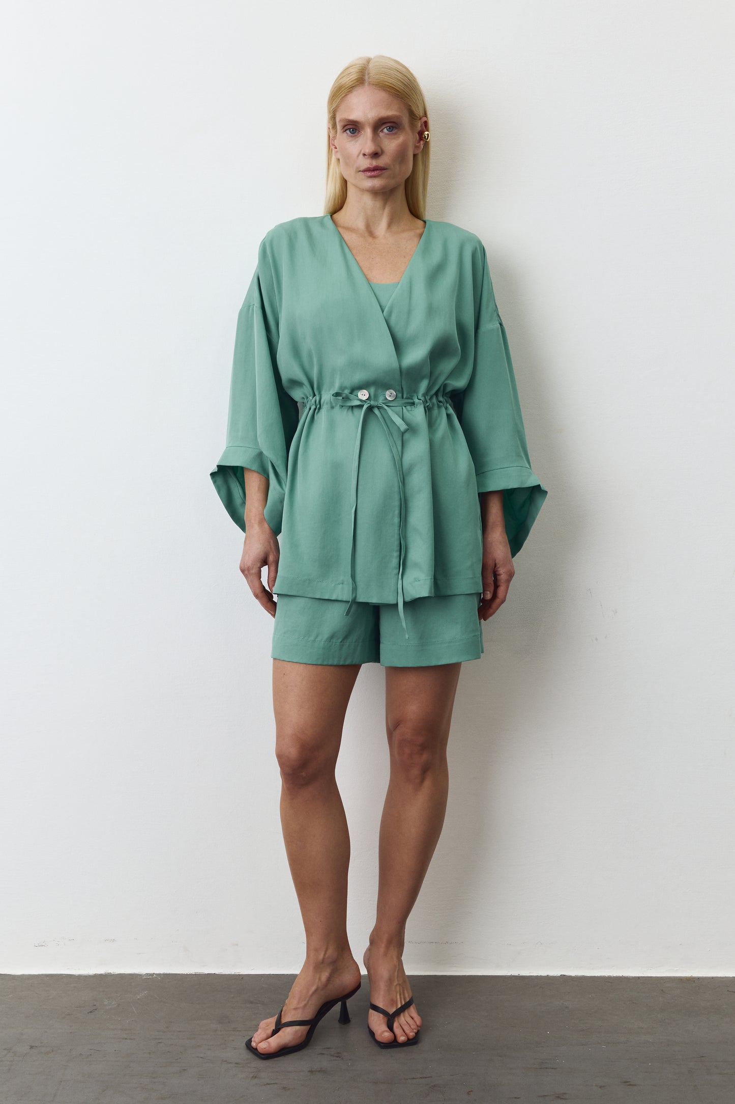 AYA EUCALYPTUS SET WITH SHORTS IN SEA WAVE