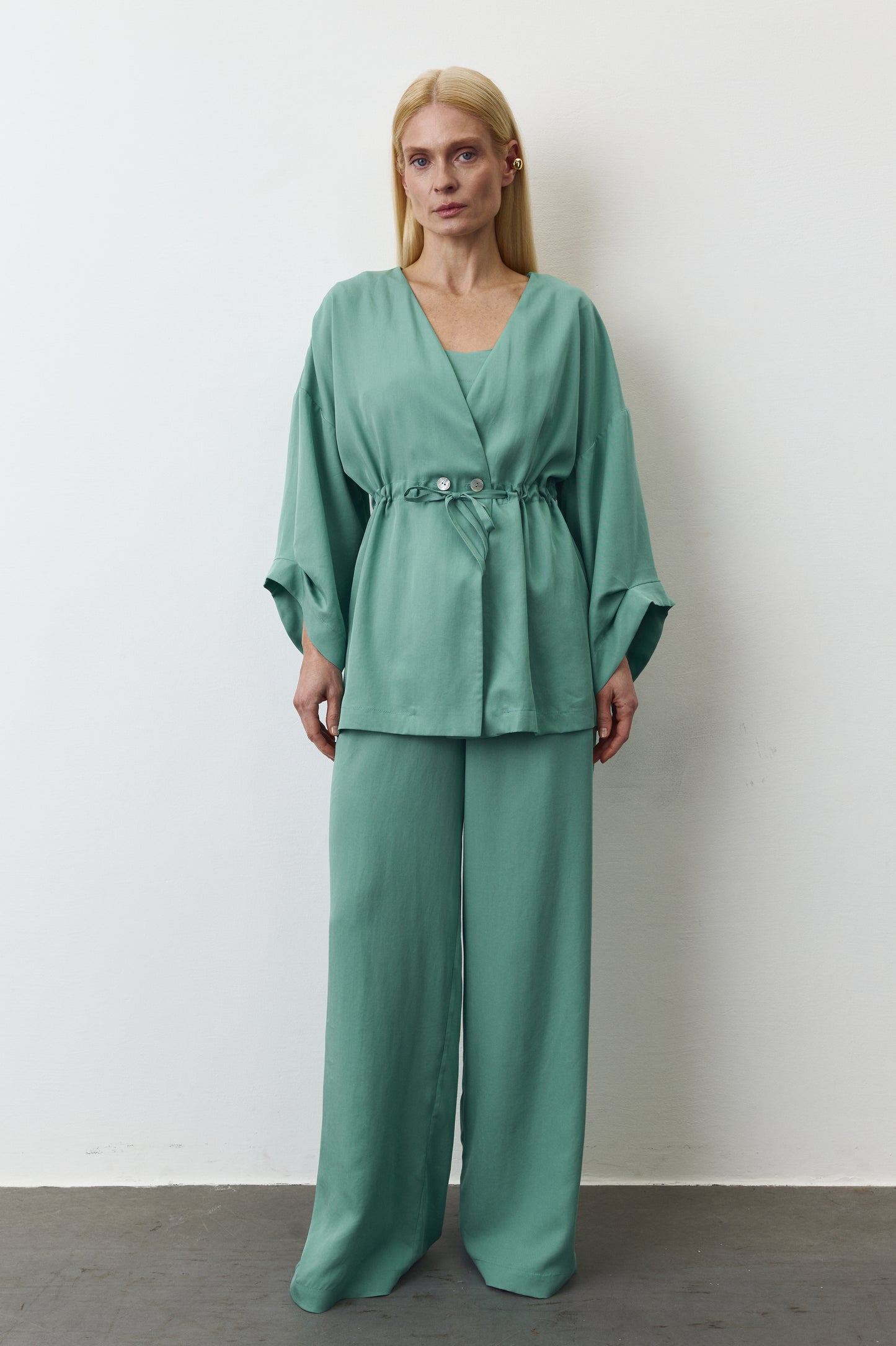 AYA EUCALYPTUS SET WITH PANTS IN SEA WAVE