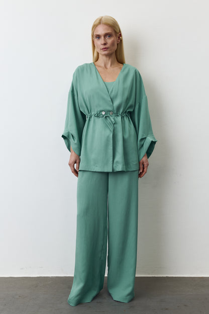 AYA EUCALYPTUS SET WITH PANTS IN SEA WAVE