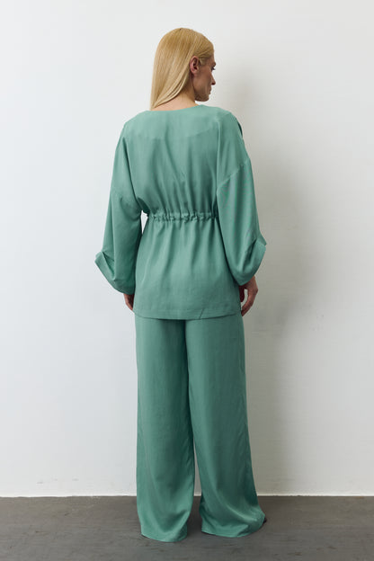 AYA EUCALYPTUS SET WITH PANTS IN SEA WAVE