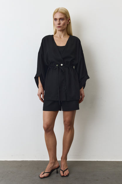 AYA EUCALYPTUS SET WITH SHORTS IN BLACK