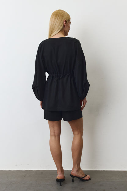 AYA EUCALYPTUS SET WITH SHORTS IN BLACK