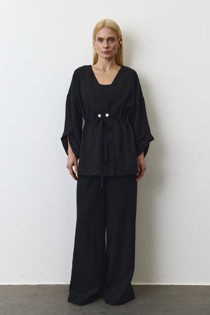 AYA EUCALYPTUS SET WITH PANTS IN BLACK